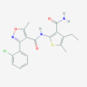 molecular formula C19H18ClN3O3S B333124 N-(3-carbamoyl-4-ethyl-5-methylthiophen-2-yl)-3-(2-chlorophenyl)-5-methyl-1,2-oxazole-4-carboxamide 