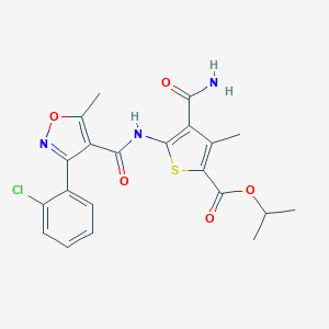 molecular formula C21H20ClN3O5S B333129 Isopropyl 4-(aminocarbonyl)-5-({[3-(2-chlorophenyl)-5-methyl-4-isoxazolyl]carbonyl}amino)-3-methyl-2-thiophenecarboxylate 