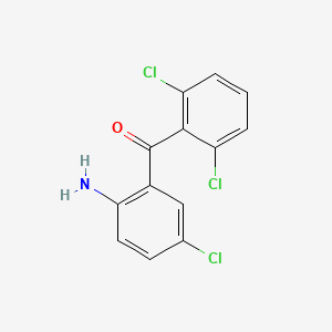 molecular formula C13H8Cl3NO B3331372 (2-Amino-5-chlorophenyl)(2,6-dichlorophenyl)methanone CAS No. 82082-26-6