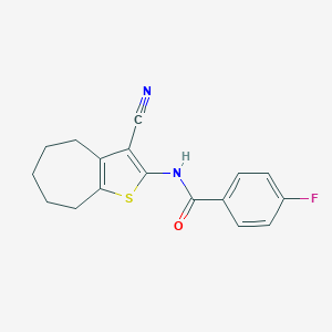 N-(3-cyano-5,6,7,8-tetrahydro-4H-cyclohepta[b]thiophen-2-yl)-4-fluorobenzamide