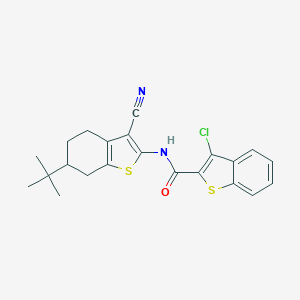 molecular formula C22H21ClN2OS2 B333140 N-(6-tert-butyl-3-cyano-4,5,6,7-tetrahydro-1-benzothiophen-2-yl)-3-chloro-1-benzothiophene-2-carboxamide 