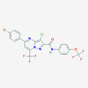 molecular formula C21H10BrClF6N4O2 B333143 5-(4-bromophenyl)-3-chloro-N-[4-(trifluoromethoxy)phenyl]-7-(trifluoromethyl)pyrazolo[1,5-a]pyrimidine-2-carboxamide 