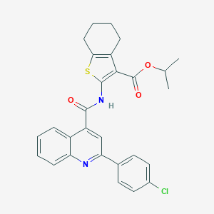 molecular formula C28H25ClN2O3S B333147 Isopropyl 2-({[2-(4-chlorophenyl)-4-quinolinyl]carbonyl}amino)-4,5,6,7-tetrahydro-1-benzothiophene-3-carboxylate 