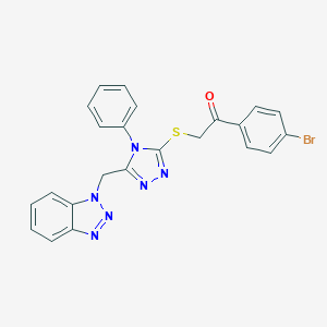molecular formula C23H17BrN6OS B333154 2-{[5-(1H-benzotriazol-1-ylmethyl)-4-phenyl-4H-1,2,4-triazol-3-yl]sulfanyl}-1-(4-bromophenyl)ethanone 