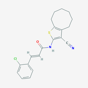 molecular formula C20H19ClN2OS B333155 (2E)-3-(2-chlorophenyl)-N-(3-cyano-4,5,6,7,8,9-hexahydrocycloocta[b]thiophen-2-yl)prop-2-enamide 