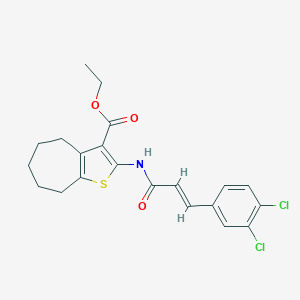 molecular formula C21H21Cl2NO3S B333159 ethyl 2-{[3-(3,4-dichlorophenyl)acryloyl]amino}-5,6,7,8-tetrahydro-4H-cyclohepta[b]thiophene-3-carboxylate 