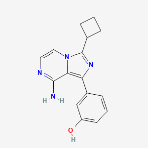 molecular formula C16H16N4O B3331623 3-(8-Amino-3-cyclobutylimidazo[1,5-a]pyrazin-1-yl)phenol CAS No. 850640-17-4