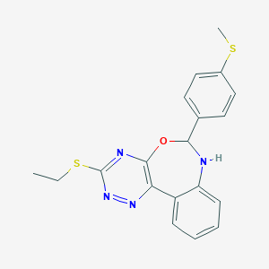 molecular formula C19H18N4OS2 B333163 3-(Ethylsulfanyl)-6-[4-(methylsulfanyl)phenyl]-6,7-dihydro[1,2,4]triazino[5,6-d][3,1]benzoxazepine 
