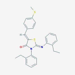 molecular formula C27H26N2OS2 B333164 3-(2-Ethylphenyl)-2-[(2-ethylphenyl)imino]-5-[4-(methylsulfanyl)benzylidene]-1,3-thiazolidin-4-one 