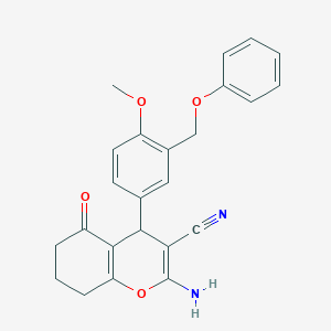 molecular formula C24H22N2O4 B333171 2-amino-4-[4-methoxy-3-(phenoxymethyl)phenyl]-5-oxo-5,6,7,8-tetrahydro-4H-chromene-3-carbonitrile 