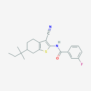 N-[3-cyano-6-(2-methylbutan-2-yl)-4,5,6,7-tetrahydro-1-benzothiophen-2-yl]-3-fluorobenzamide