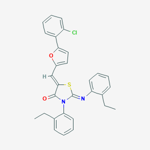 molecular formula C30H25ClN2O2S B333174 5-{[5-(2-Chlorophenyl)-2-furyl]methylene}-3-(2-ethylphenyl)-2-[(2-ethylphenyl)imino]-1,3-thiazolidin-4-one 