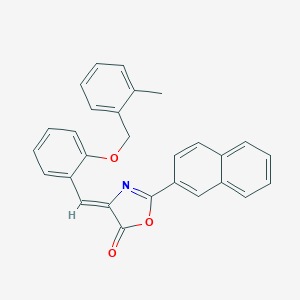 molecular formula C28H21NO3 B333175 (4Z)-4-{2-[(2-methylbenzyl)oxy]benzylidene}-2-(naphthalen-2-yl)-1,3-oxazol-5(4H)-one 