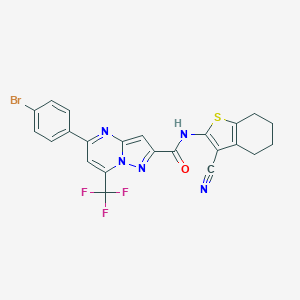5-(4-bromophenyl)-N-(3-cyano-4,5,6,7-tetrahydro-1-benzothiophen-2-yl)-7-(trifluoromethyl)pyrazolo[1,5-a]pyrimidine-2-carboxamide