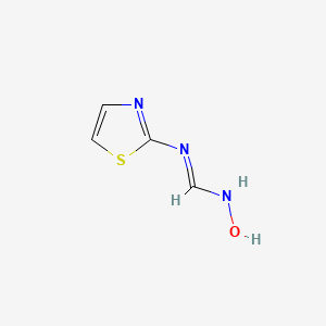 molecular formula C4H5N3OS B3331948 Methanimidamide, N-hydroxy-N'-2-thiazolyl- CAS No. 86525-10-2