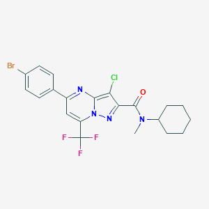 molecular formula C21H19BrClF3N4O B333197 5-(4-bromophenyl)-3-chloro-N-cyclohexyl-N-methyl-7-(trifluoromethyl)pyrazolo[1,5-a]pyrimidine-2-carboxamide 