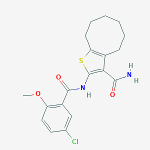 molecular formula C19H21ClN2O3S B333198 2-[(5-Chloro-2-methoxybenzoyl)amino]-4,5,6,7,8,9-hexahydrocycloocta[b]thiophene-3-carboxamide 