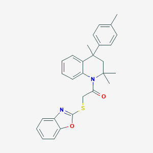 molecular formula C28H28N2O2S B333199 1,3-benzoxazol-2-yl 2-oxo-2-(2,2,4-trimethyl-4-(4-methylphenyl)-3,4-dihydro-1(2H)-quinolinyl)ethyl sulfide 