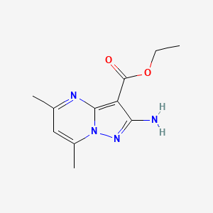 molecular formula C11H14N4O2 B3332085 Ethyl 2-amino-5,7-dimethylpyrazolo[1,5-a]pyrimidine-3-carboxylate CAS No. 87031-17-2