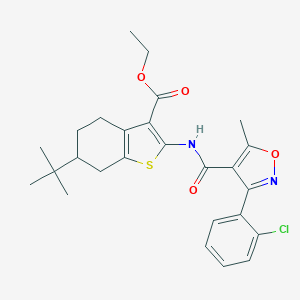 molecular formula C26H29ClN2O4S B333214 Ethyl 6-tert-butyl-2-({[3-(2-chlorophenyl)-5-methyl-4-isoxazolyl]carbonyl}amino)-4,5,6,7-tetrahydro-1-benzothiophene-3-carboxylate 