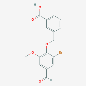 molecular formula C16H13BrO5 B3332140 3-((2-Bromo-4-formyl-6-methoxyphenoxy)methyl)benzoic acid CAS No. 872547-33-6