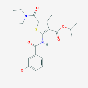 molecular formula C22H28N2O5S B333215 Isopropyl 5-[(diethylamino)carbonyl]-2-[(3-methoxybenzoyl)amino]-4-methyl-3-thiophenecarboxylate 