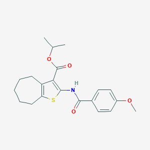 molecular formula C21H25NO4S B333216 isopropyl 2-[(4-methoxybenzoyl)amino]-5,6,7,8-tetrahydro-4H-cyclohepta[b]thiophene-3-carboxylate 