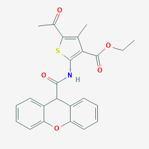 molecular formula C24H21NO5S B333217 ethyl 5-acetyl-4-methyl-2-[(9H-xanthen-9-ylcarbonyl)amino]-3-thiophenecarboxylate 
