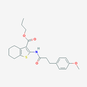 molecular formula C22H27NO4S B333223 Propyl 2-{[3-(4-methoxyphenyl)propanoyl]amino}-4,5,6,7-tetrahydro-1-benzothiophene-3-carboxylate 