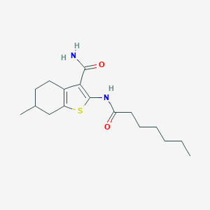 molecular formula C17H26N2O2S B333228 2-(Heptanoylamino)-6-methyl-4,5,6,7-tetrahydro-1-benzothiophene-3-carboxamide 