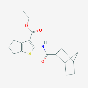 molecular formula C18H23NO3S B333231 ethyl 2-[(bicyclo[2.2.1]hept-2-ylcarbonyl)amino]-5,6-dihydro-4H-cyclopenta[b]thiophene-3-carboxylate 