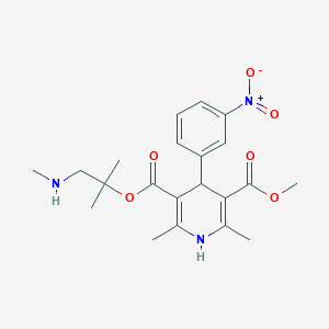 molecular formula C21H27N3O6 B3332329 1,1-Dimethyl-2-(methylamino)ethyl Methyl (4RS)-2,6-Dimethyl-4-(3-nitrophenyl)-1,4-dihydropyridine-3,5-dicarboxylate CAS No. 887769-40-6