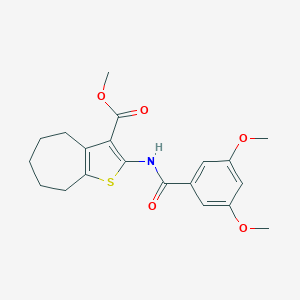 molecular formula C20H23NO5S B333250 methyl 2-{[(3,5-dimethoxyphenyl)carbonyl]amino}-5,6,7,8-tetrahydro-4H-cyclohepta[b]thiophene-3-carboxylate 