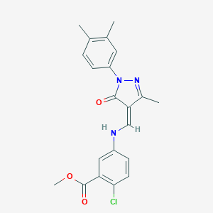 methyl 2-chloro-5-[[(Z)-[1-(3,4-dimethylphenyl)-3-methyl-5-oxopyrazol-4-ylidene]methyl]amino]benzoate