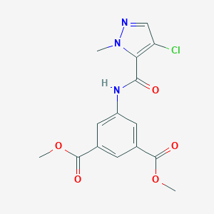 molecular formula C15H14ClN3O5 B333269 dimethyl 5-{[(4-chloro-1-methyl-1H-pyrazol-5-yl)carbonyl]amino}isophthalate 