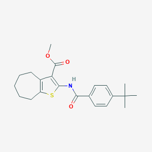 molecular formula C22H27NO3S B333272 methyl 2-[(4-tert-butylbenzoyl)amino]-5,6,7,8-tetrahydro-4H-cyclohepta[b]thiophene-3-carboxylate 