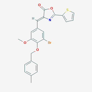 molecular formula C23H18BrNO4S B333273 4-{3-bromo-5-methoxy-4-[(4-methylbenzyl)oxy]benzylidene}-2-(2-thienyl)-1,3-oxazol-5(4H)-one 