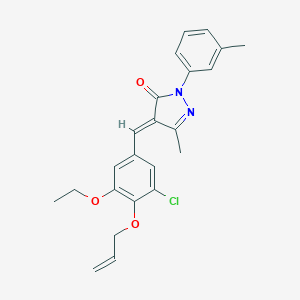 molecular formula C23H23ClN2O3 B333276 4-[4-(allyloxy)-3-chloro-5-ethoxybenzylidene]-5-methyl-2-(3-methylphenyl)-2,4-dihydro-3H-pyrazol-3-one 