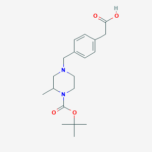 molecular formula C19H28N2O4 B3332841 2-[4-[[3-Methyl-4-[(2-methylpropan-2-yl)oxycarbonyl]piperazin-1-yl]methyl]phenyl]acetic acid CAS No. 923565-73-5