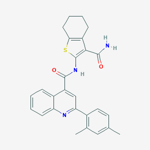 molecular formula C27H25N3O2S B333286 N-(3-carbamoyl-4,5,6,7-tetrahydro-1-benzothiophen-2-yl)-2-(2,4-dimethylphenyl)quinoline-4-carboxamide 