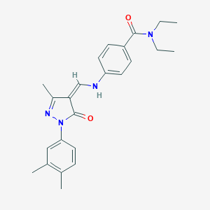 molecular formula C24H28N4O2 B333287 4-[[(Z)-[1-(3,4-dimethylphenyl)-3-methyl-5-oxopyrazol-4-ylidene]methyl]amino]-N,N-diethylbenzamide 