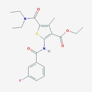 molecular formula C20H23FN2O4S B333291 Ethyl 5-(diethylcarbamoyl)-2-{[(3-fluorophenyl)carbonyl]amino}-4-methylthiophene-3-carboxylate 