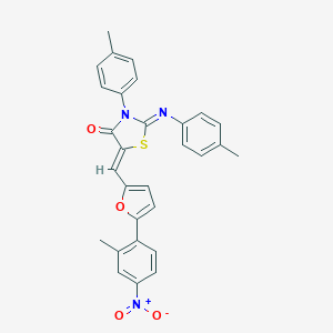 molecular formula C29H23N3O4S B333296 5-[(5-{4-Nitro-2-methylphenyl}-2-furyl)methylene]-3-(4-methylphenyl)-2-[(4-methylphenyl)imino]-1,3-thiazolidin-4-one 