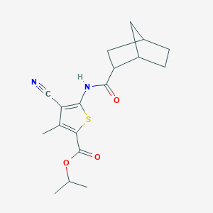 molecular formula C18H22N2O3S B333300 Isopropyl 5-[(bicyclo[2.2.1]hept-2-ylcarbonyl)amino]-4-cyano-3-methyl-2-thiophenecarboxylate 