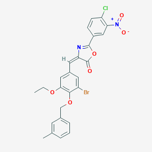 molecular formula C26H20BrClN2O6 B333307 4-{3-bromo-5-ethoxy-4-[(3-methylbenzyl)oxy]benzylidene}-2-{4-chloro-3-nitrophenyl}-1,3-oxazol-5(4H)-one 