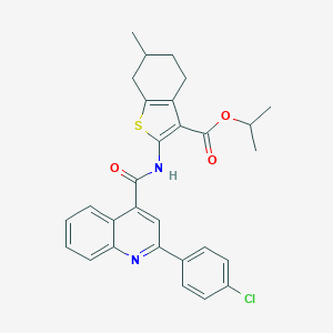 molecular formula C29H27ClN2O3S B333308 Isopropyl 2-({[2-(4-chlorophenyl)-4-quinolinyl]carbonyl}amino)-6-methyl-4,5,6,7-tetrahydro-1-benzothiophene-3-carboxylate 