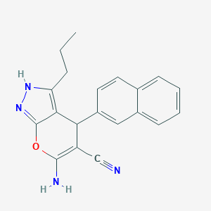 molecular formula C20H18N4O B333323 6-Amino-4-(2-naphthyl)-3-propyl-2,4-dihydropyrano[2,3-c]pyrazole-5-carbonitrile 
