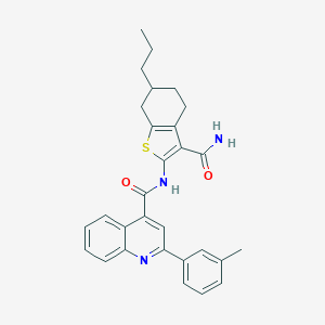 molecular formula C29H29N3O2S B333325 N-(3-carbamoyl-6-propyl-4,5,6,7-tetrahydro-1-benzothiophen-2-yl)-2-(3-methylphenyl)quinoline-4-carboxamide 