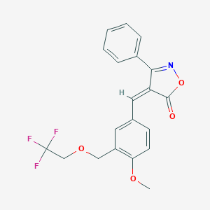 molecular formula C20H16F3NO4 B333327 (4Z)-4-{4-methoxy-3-[(2,2,2-trifluoroethoxy)methyl]benzylidene}-3-phenyl-1,2-oxazol-5(4H)-one 