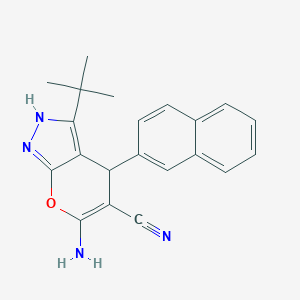 molecular formula C21H20N4O B333328 6-Amino-3-tert-butyl-4-(2-naphthyl)-2,4-dihydropyrano[2,3-c]pyrazole-5-carbonitrile 